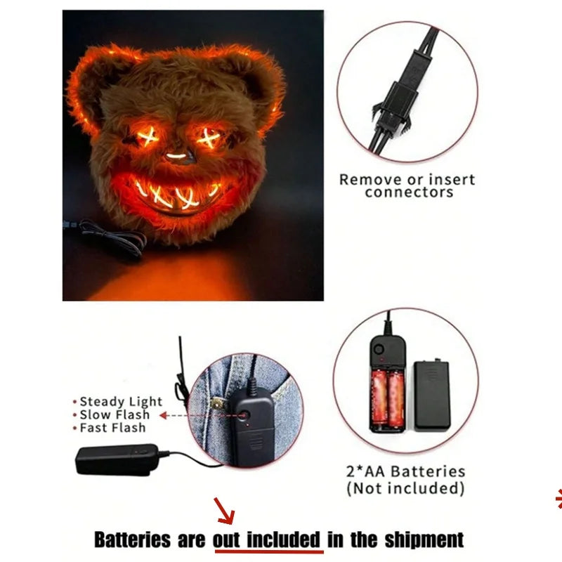 LED Light Halloween Glow Mask - Battery Powered